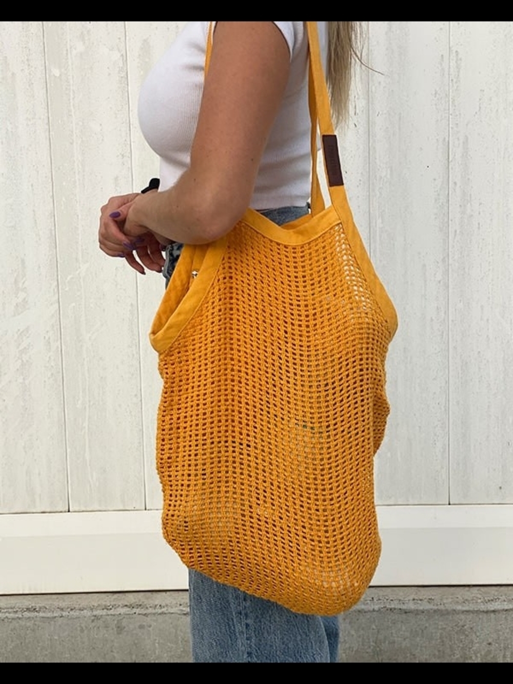 NWT 100% Organic Cotton Net Market Bag Sunflower Beach